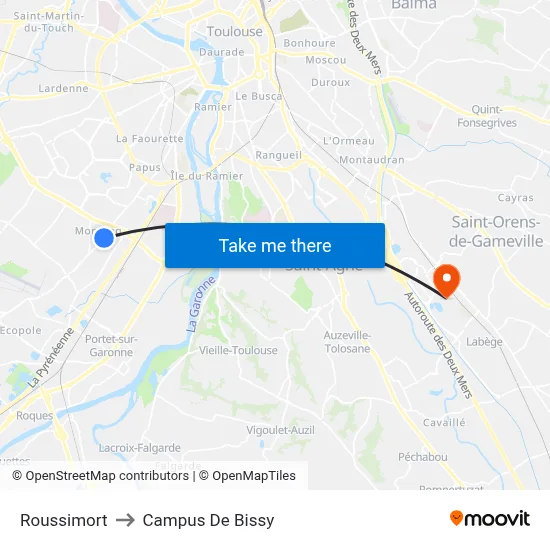 Roussimort to Campus De Bissy map