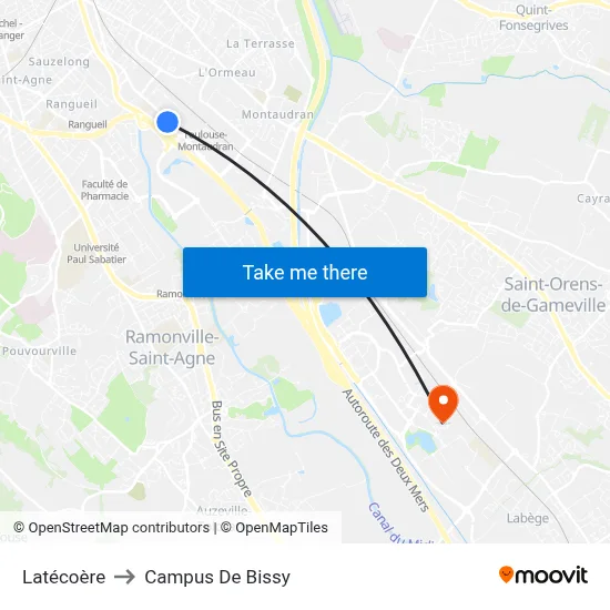 Latécoère to Campus De Bissy map