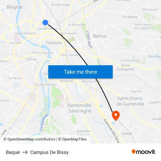Baqué to Campus De Bissy map