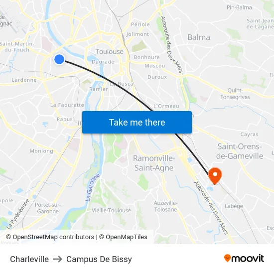 Charleville to Campus De Bissy map
