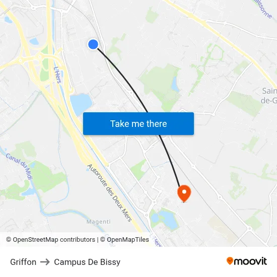 Griffon to Campus De Bissy map