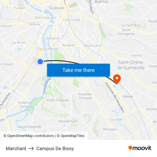 Marchant to Campus De Bissy map