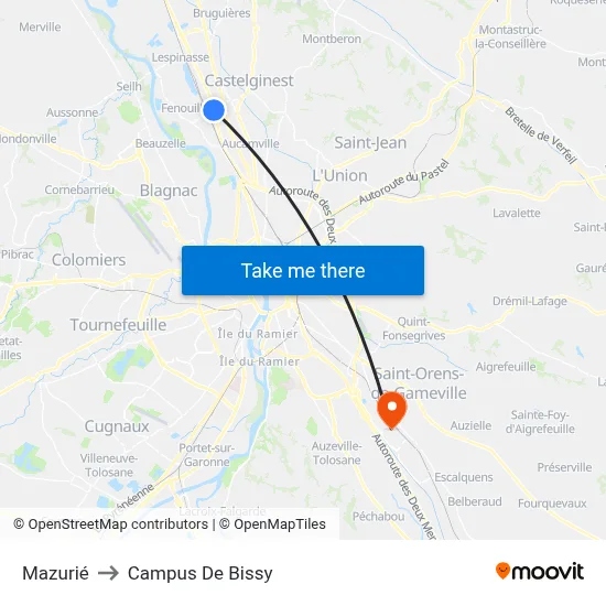 Mazurié to Campus De Bissy map