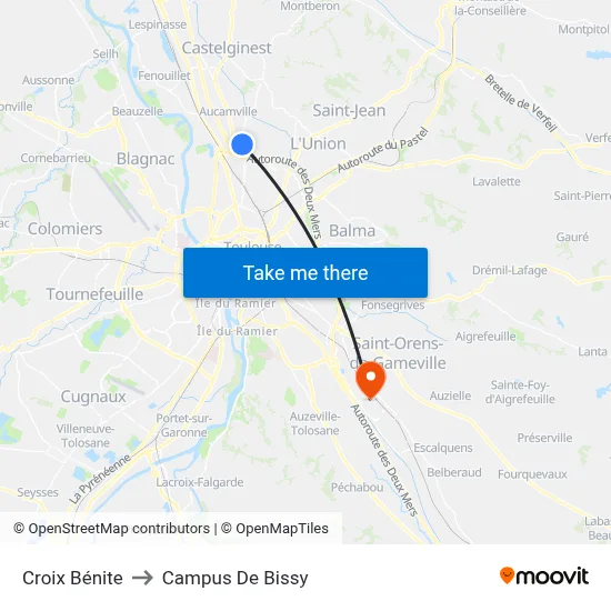 Croix Bénite to Campus De Bissy map
