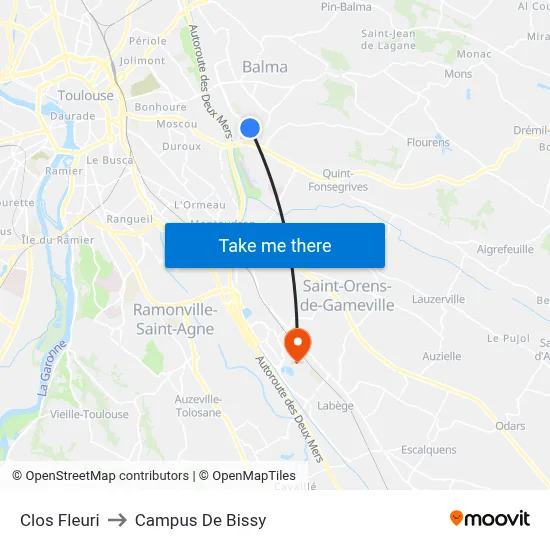 Clos Fleuri to Campus De Bissy map