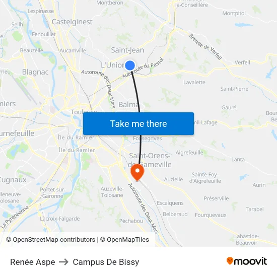 Renée Aspe to Campus De Bissy map