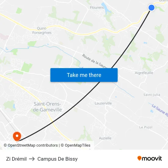 Zi Drémil to Campus De Bissy map