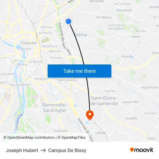 Joseph Hubert to Campus De Bissy map