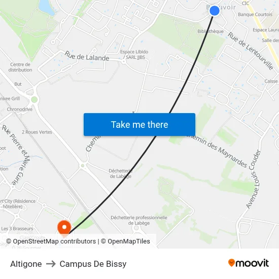 Altigone to Campus De Bissy map
