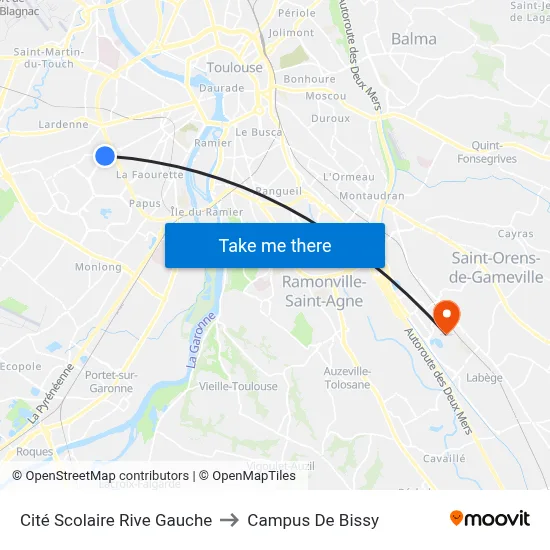 Cité Scolaire Rive Gauche to Campus De Bissy map