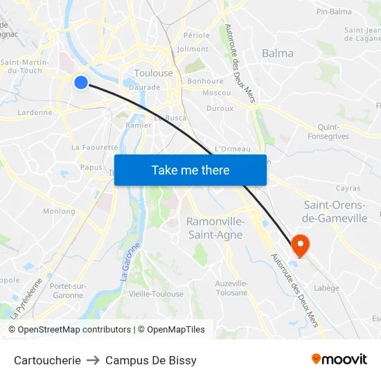 Cartoucherie to Campus De Bissy map