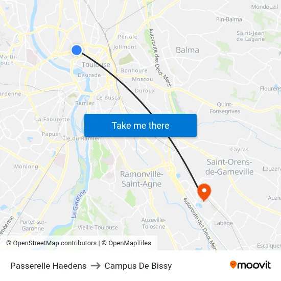 Passerelle Haedens to Campus De Bissy map