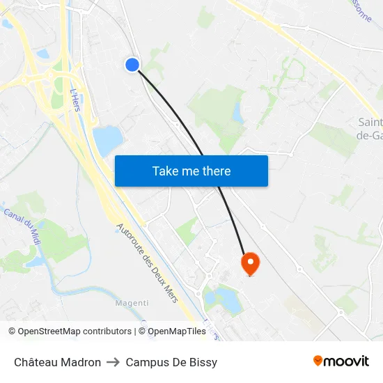 Château Madron to Campus De Bissy map