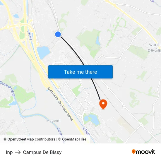 Inp to Campus De Bissy map