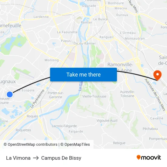 La Vimona to Campus De Bissy map