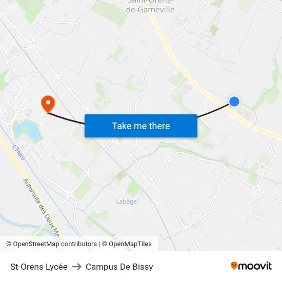 St-Orens Lycée to Campus De Bissy map