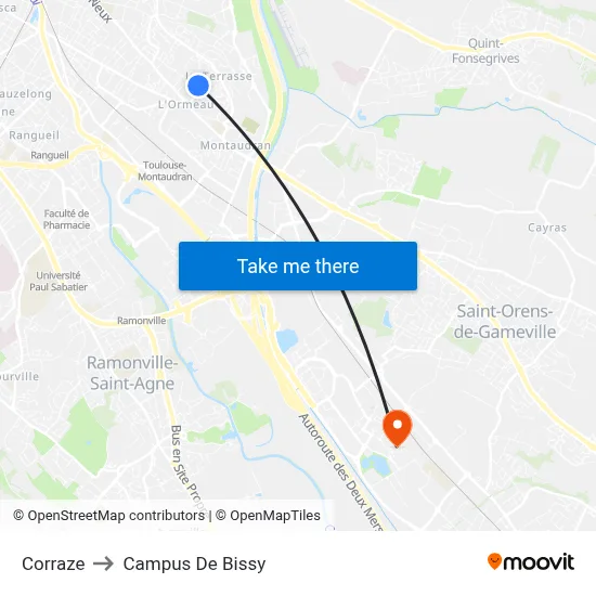 Corraze to Campus De Bissy map