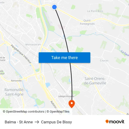 Balma - St Anne to Campus De Bissy map
