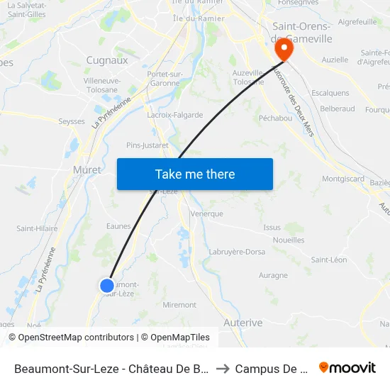 Beaumont-Sur-Leze - Château De Beaumont to Campus De Bissy map