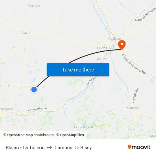 Blajan - La Tuilerie to Campus De Bissy map