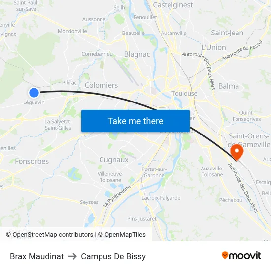 Brax Maudinat to Campus De Bissy map