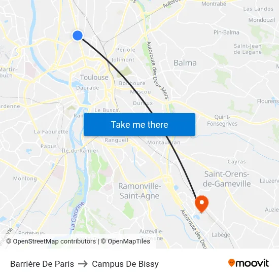 Barrière De Paris to Campus De Bissy map