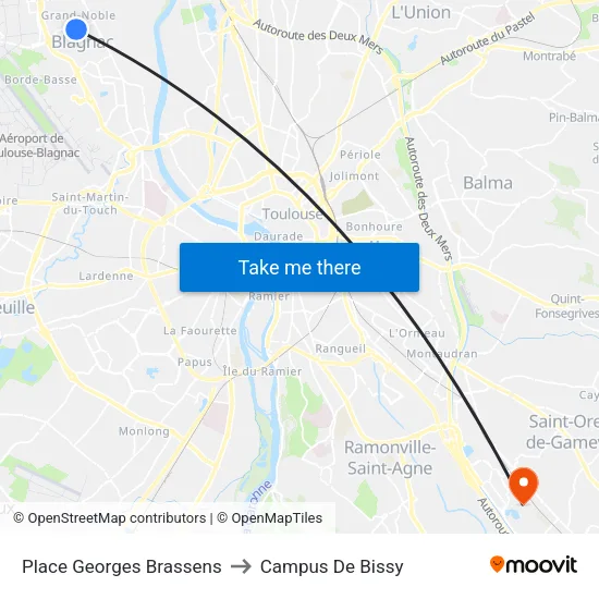 Place Georges Brassens to Campus De Bissy map
