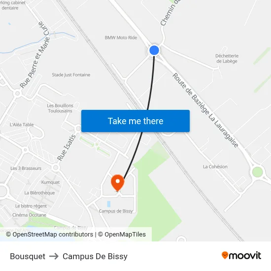 Bousquet to Campus De Bissy map