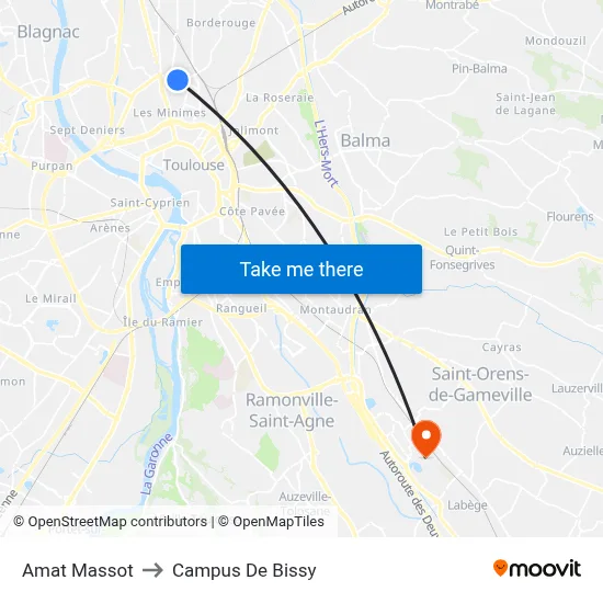 Amat Massot to Campus De Bissy map