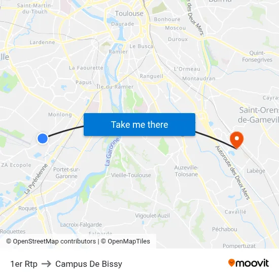 1er Rtp to Campus De Bissy map