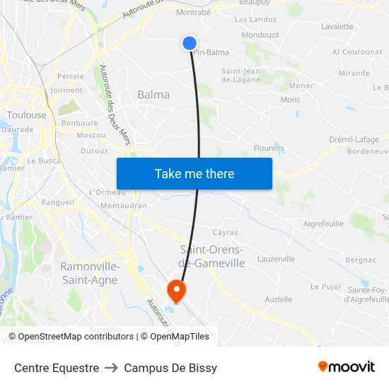 Centre Equestre to Campus De Bissy map