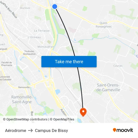 Aérodrome to Campus De Bissy map