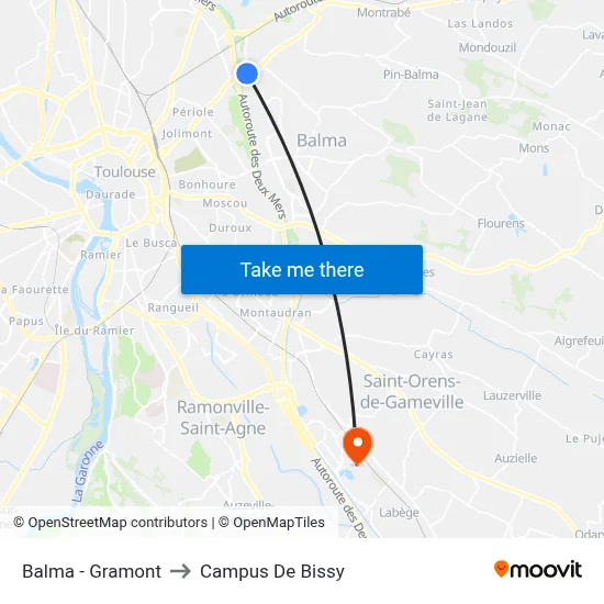 Balma - Gramont to Campus De Bissy map