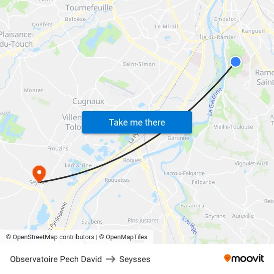 Observatoire Pech David to Seysses map