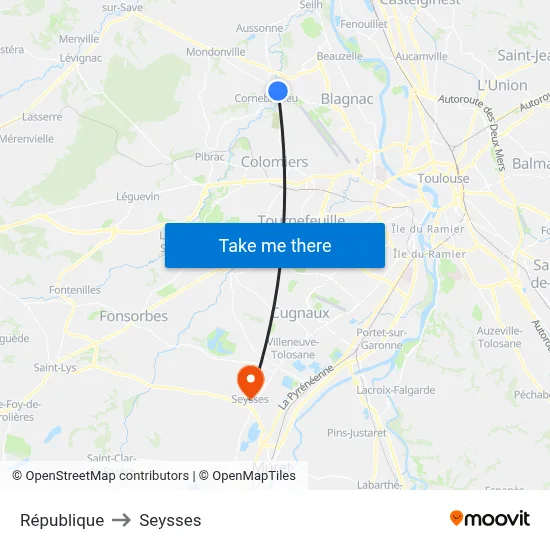 République to Seysses map