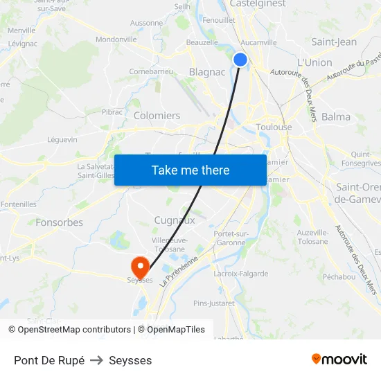 Pont De Rupé to Seysses map