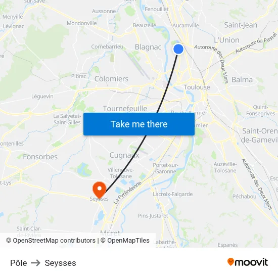 Pôle to Seysses map