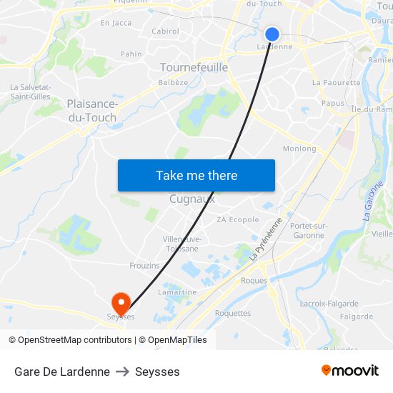 Gare De Lardenne to Seysses map