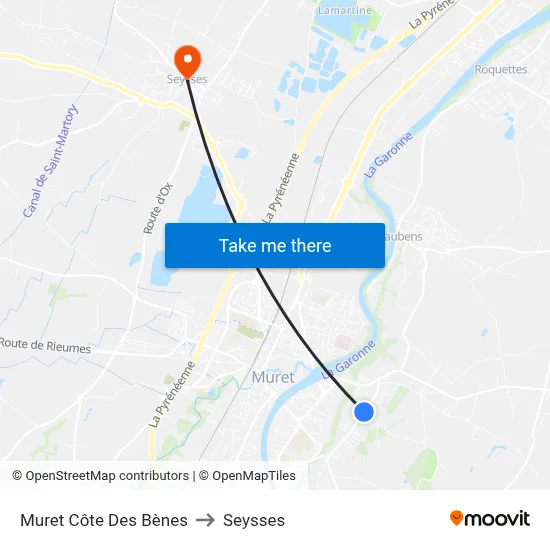 Muret Côte Des Bènes to Seysses map