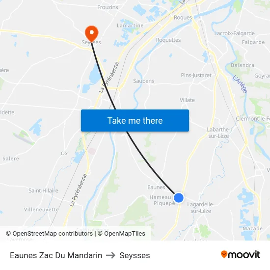 Eaunes Zac Du Mandarin to Seysses map