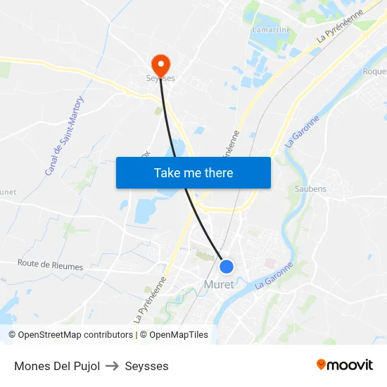 Mones Del Pujol to Seysses map