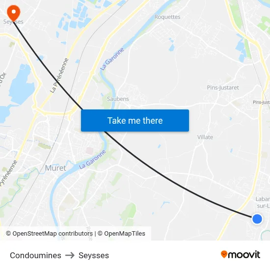Condoumines to Seysses map