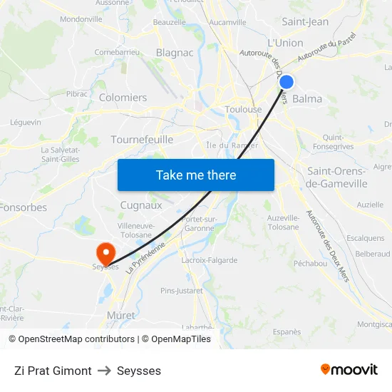 Zi Prat Gimont to Seysses map