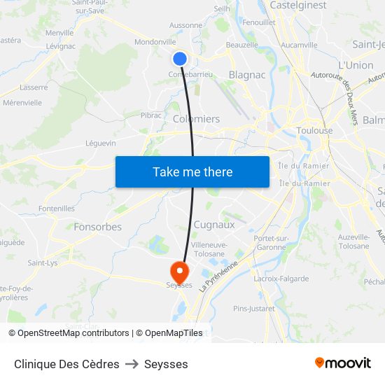 Clinique Des Cèdres to Seysses map