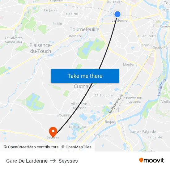 Gare De Lardenne to Seysses map