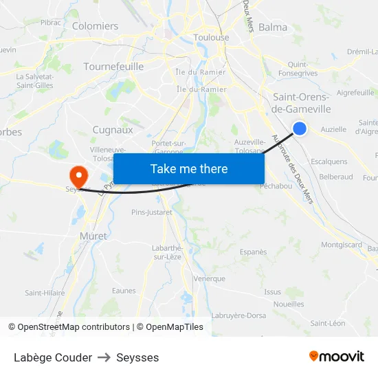 Labège Couder to Seysses map