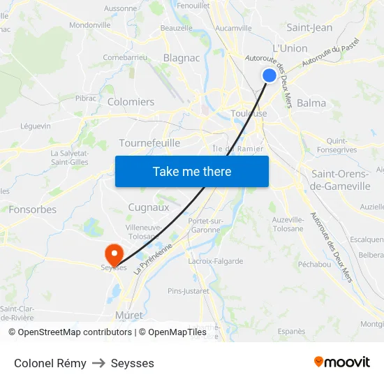 Colonel Rémy to Seysses map