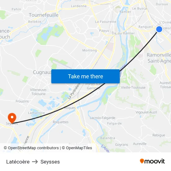 Latécoère to Seysses map