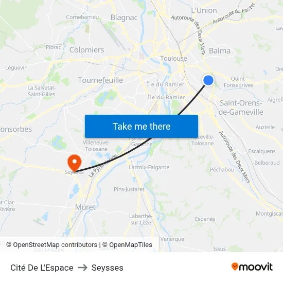 Cité De L'Espace to Seysses map