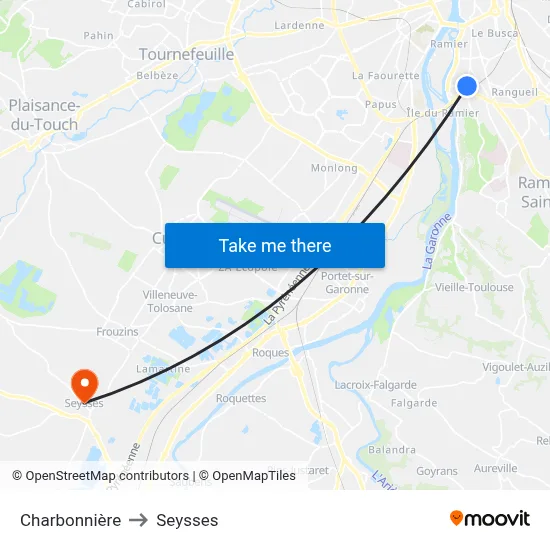 Charbonnière to Seysses map